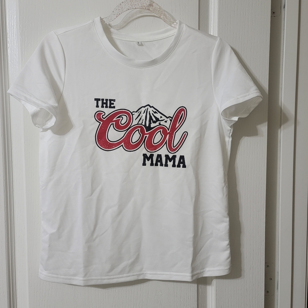 Cool Mama Graphic Tee - White and Red Polyester